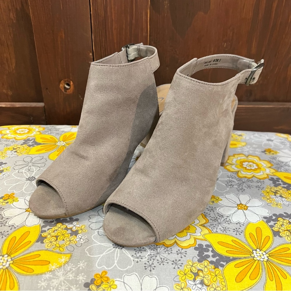 Chinese Laundry Taupe Peep-Toe Ankle Booties